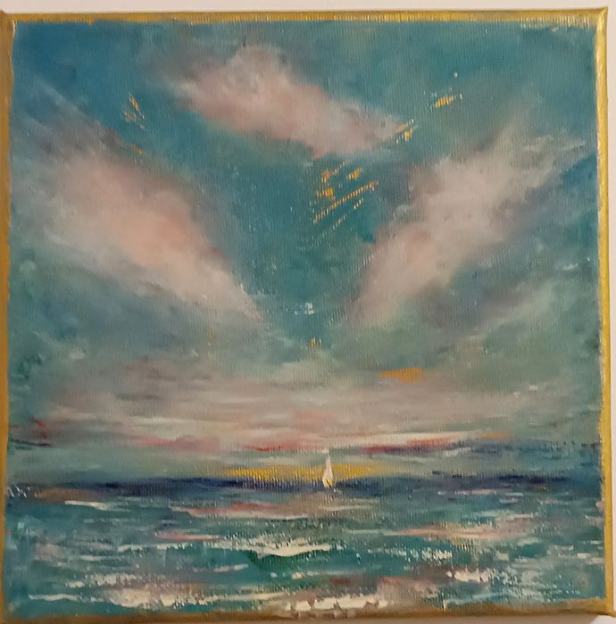 Hand Painting  20/20 cm, Blue Odyssey No 1.