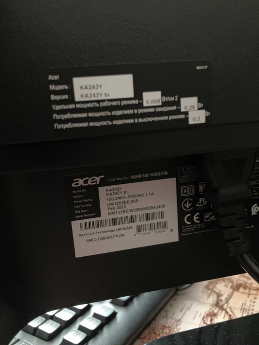 100 Hz // 1ms // Монитор 23.8'' Acer KA242Y IPS - КАТО НОВ