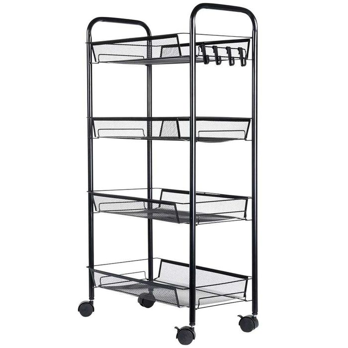 Метална етажерка с колелца на 4 нива