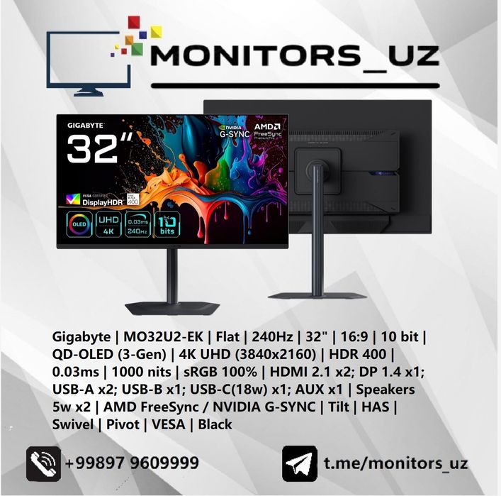 [NEW] монитор Gigabyte MO32U2 OLED 4K 240Hz
