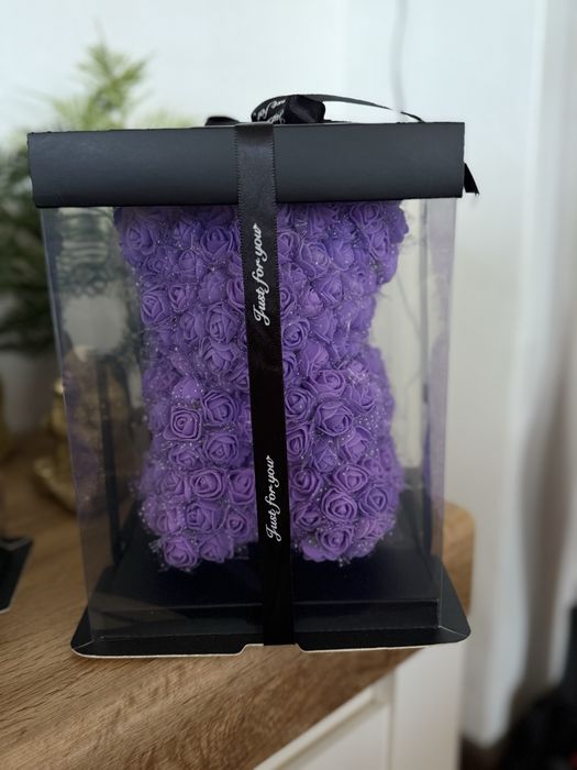 Ръчно изроботени сатенени рози и мечета