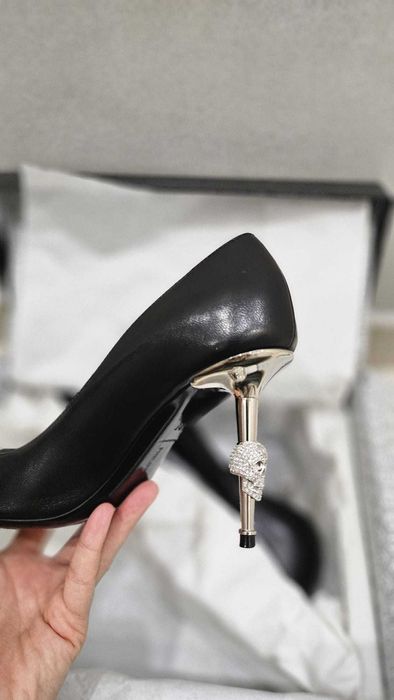 Черни кожени обувки на ток Philipp Plein