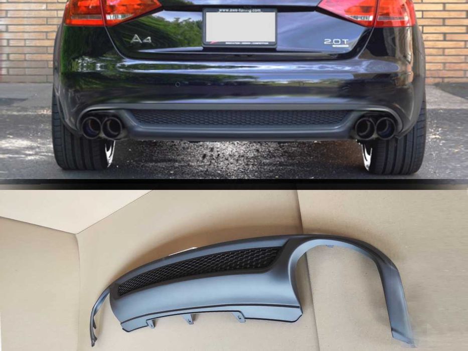 дифузьор ( тунинг спойлер) задна броня Audi A4 B8 тип S line 2008-2011