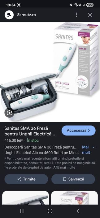 Set manichiura/pedichiura SANITAS SMA 37+ lampa un cadou