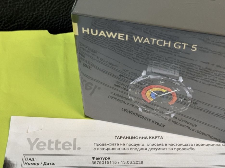 ЗАПЕЧАТАН 46mm Huawei watch GT 5 | GT5 Yettel Гаранция 2028 Black
