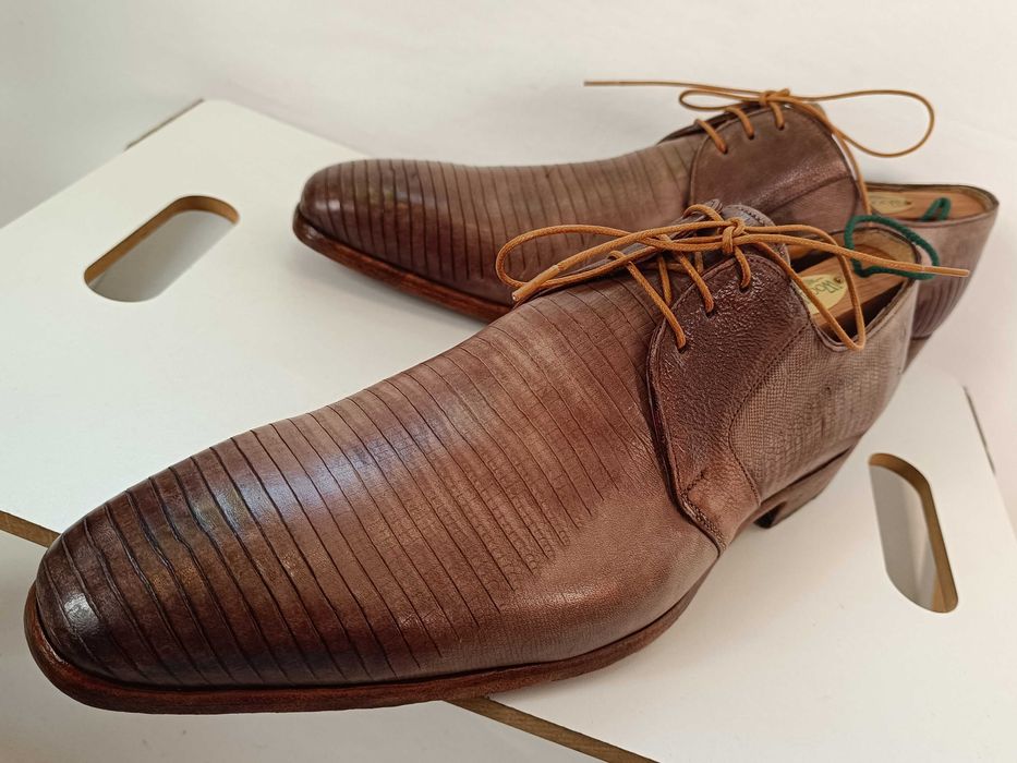 Pantofi de lux 44.5 45 45.5 de lux GREVE NOI lucrati manual piele embo