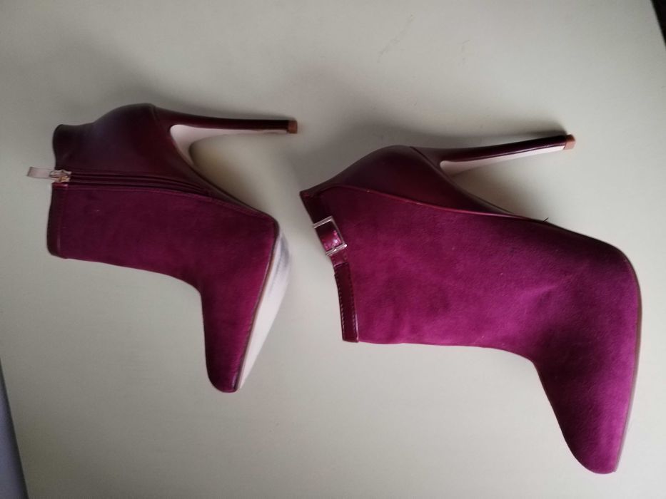 Нови Боти велур и кожа виненочервени 37 номер