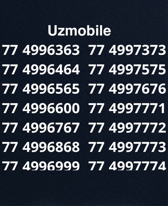 Chiroyli raqamla/ Красивые номера