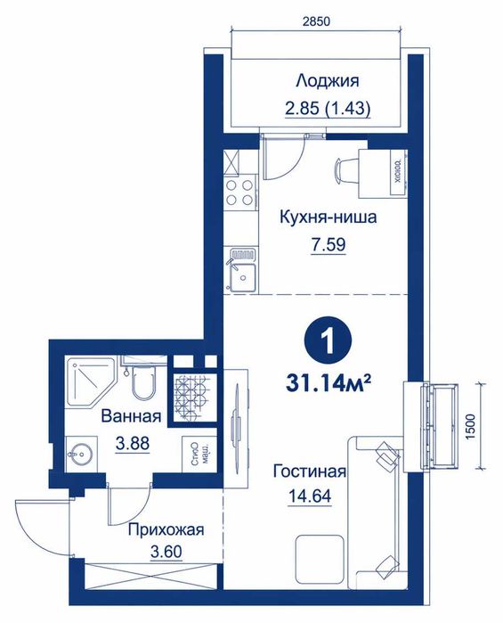 1 комнатная Новостройка, Ипотека, Яшнабадский р-н, метро Янгиабад(xs)