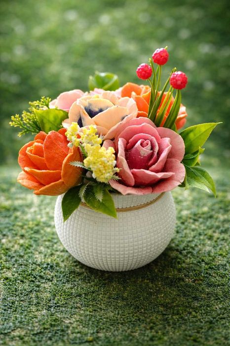 8-март учун Совунли гуллар композицияси (совға пакети ҳадя)