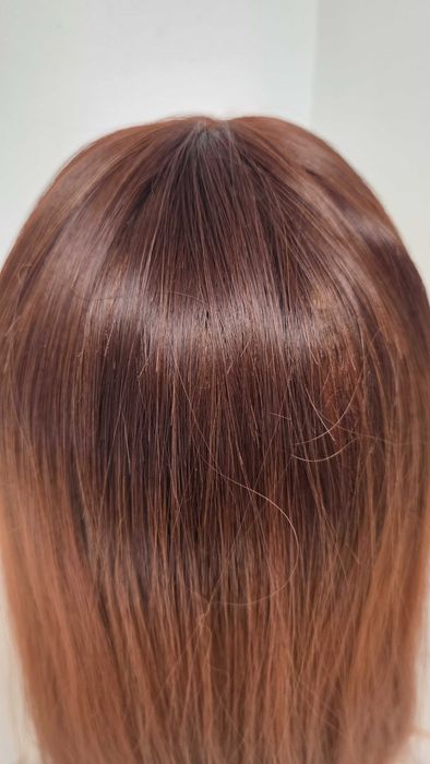 Perucă Haircube lungă dreaptă castaniu arămiu / roșcat – breton lateral