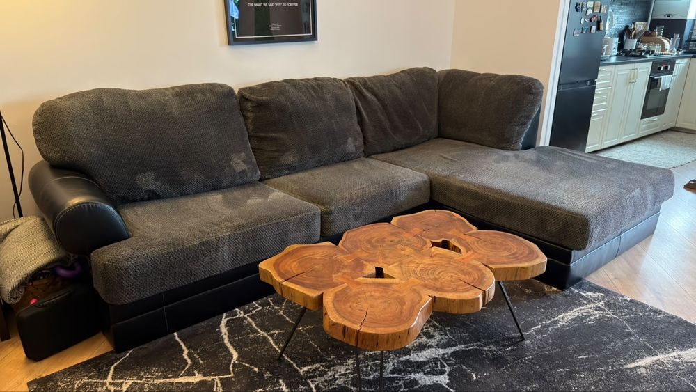 Coltar Mobexpert gri cu sezlong, stare buna – 2.400 lei