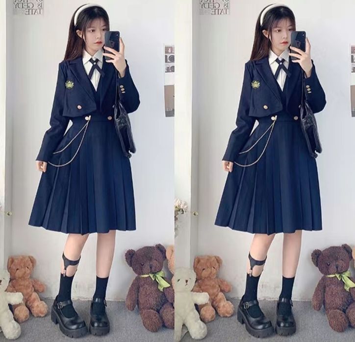 Школьная униформа с юбкой на подтяжках