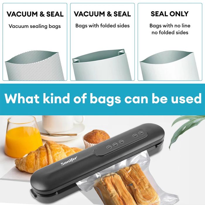 Вакуумный упаковщик, Sonifer SF-1511, в комплекте 10 рифлёных пакетико