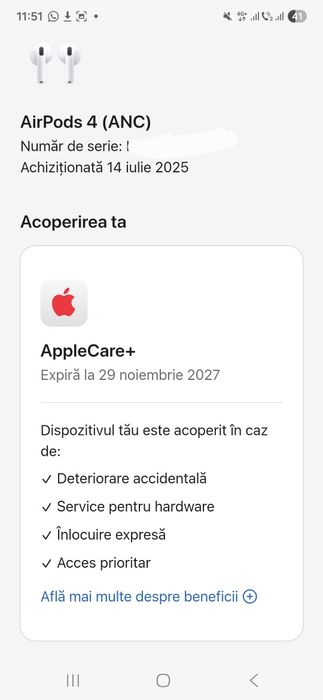 Căști Airpods 4 cu ANC sigilate