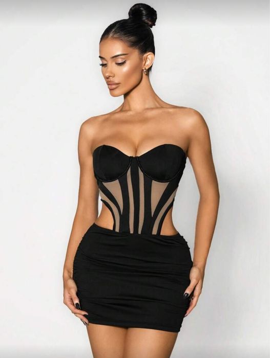 Нова къса рокля в черно/бяло