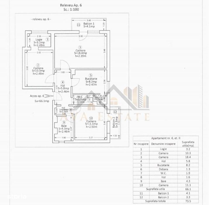 Apartament 3 camere | Decomandat, Et.2, 73 mp | Zona Lipovei