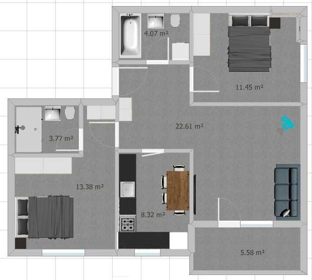 Apartament 3 camere de inchiriat (2 dormitoare+living), 5min metrou