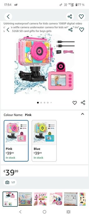 Cameră subacvatică Ushining impermeabilă pentru copii, cameră video di