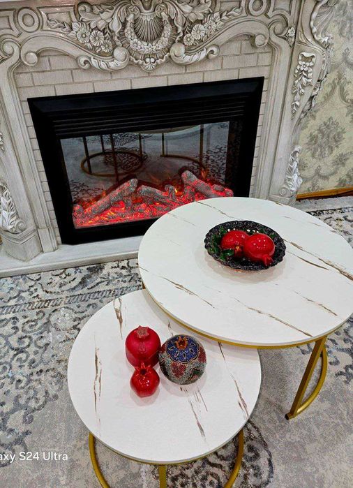 Журнальный столик Эрвин круглый лофт Журнальный столик двойной