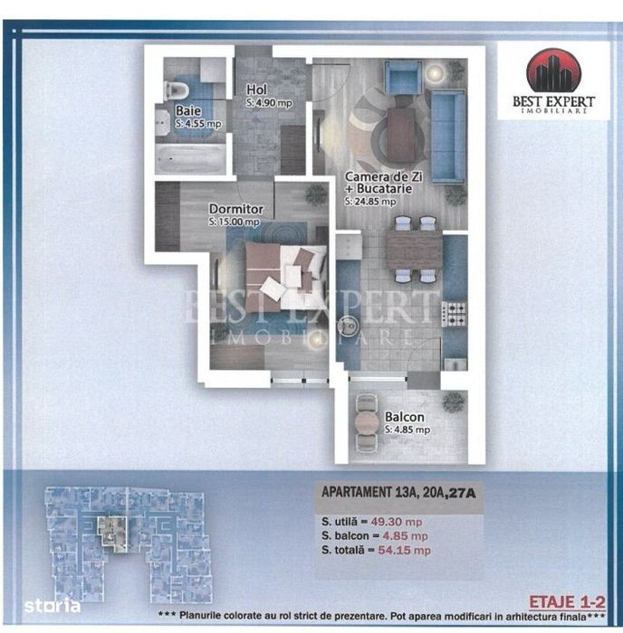 2 Camere in Bloc cu regim redus de inaltime| Finalizat | Th.Pallady