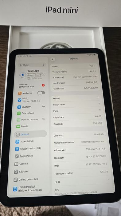 iPad mini 6 (2021) Wi-Fi + Cellular 5G – 64 GB, Space Gray