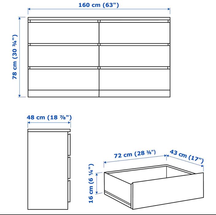 Comodă Tv, 160Lx68hx48a 6 sertare