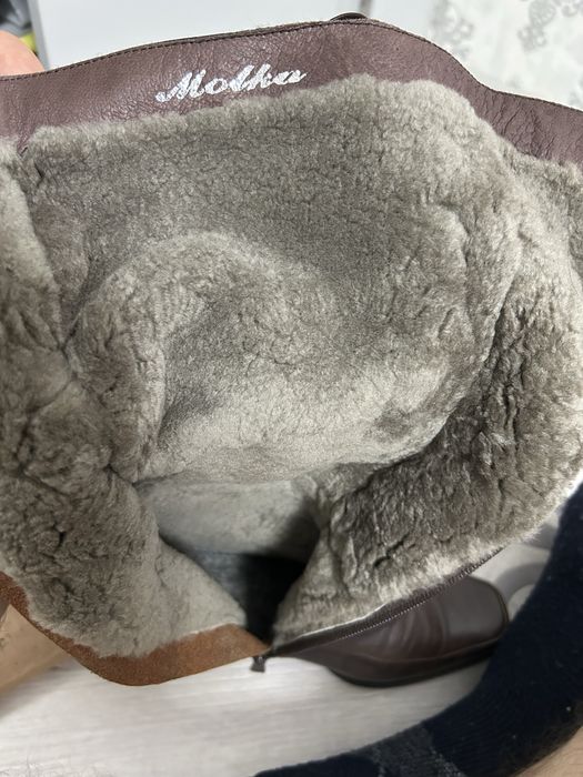 Кожаные сапоги зимние жен