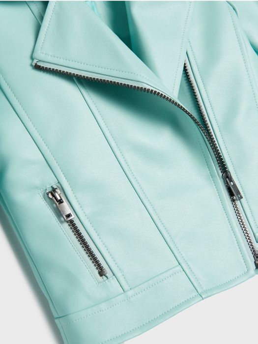 Яке байкър за момиче, тюркоазено, 122 см