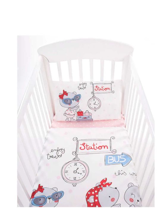 Комплект обиколници и спално бельо за бебе момиче