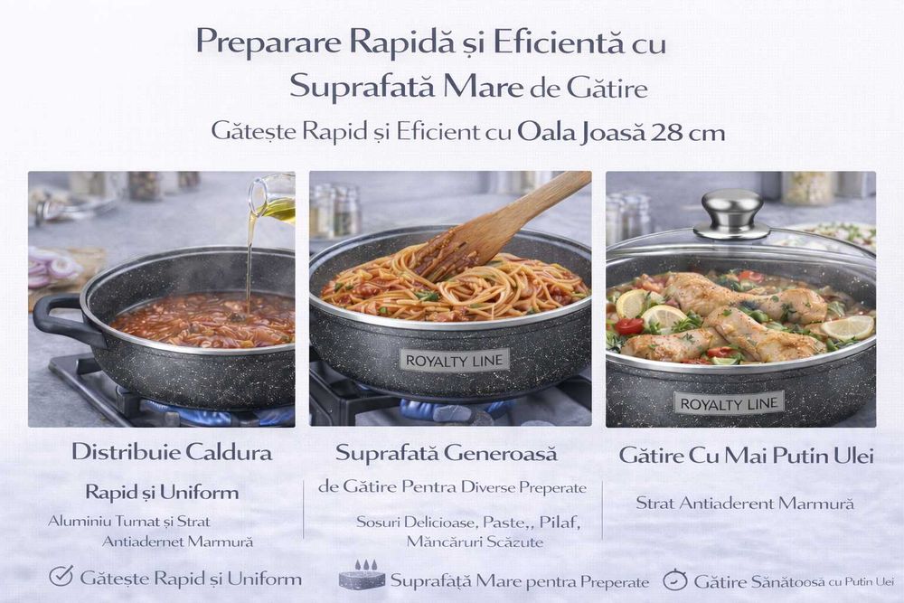 Oala joasa din aluminiu turnat cu capac 28 cm Royalty Line