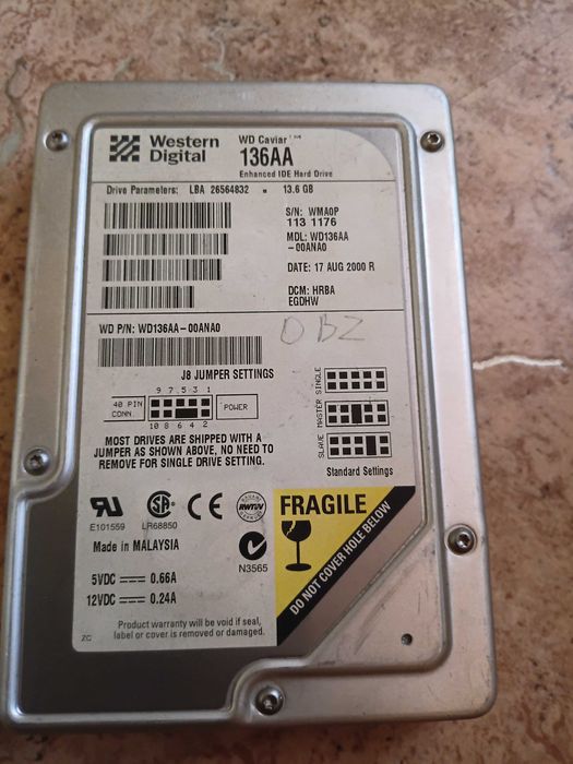 Жесткий диск Western Digital WD Caviar, 13,6 ГБ, IDE, WD136AA