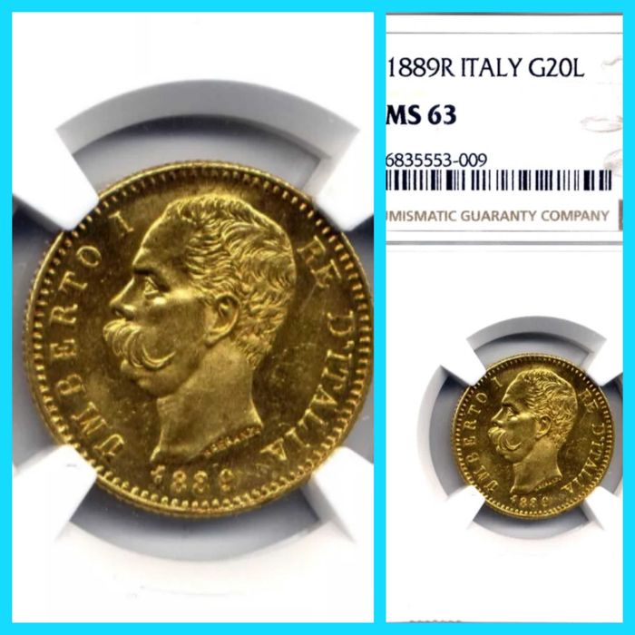 Златна монета 20 лири Италия 1889г НАЙ РЯДКАТА !