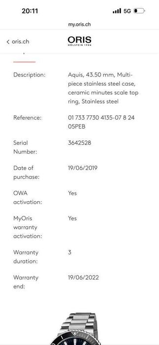 Часовник Oris Aquis