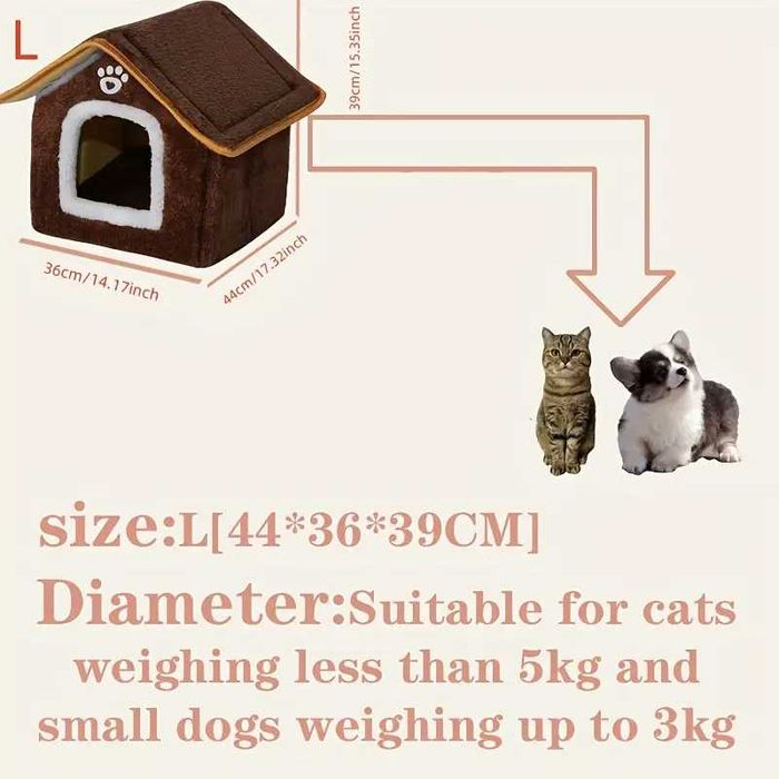 Къща - легло с мека възглавница за котки и кучета, за домашни любимци