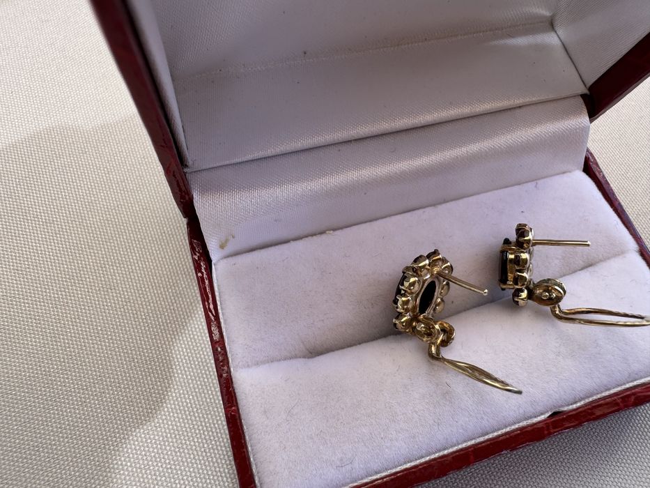 Cercei din aur 8 k si granate Boemia