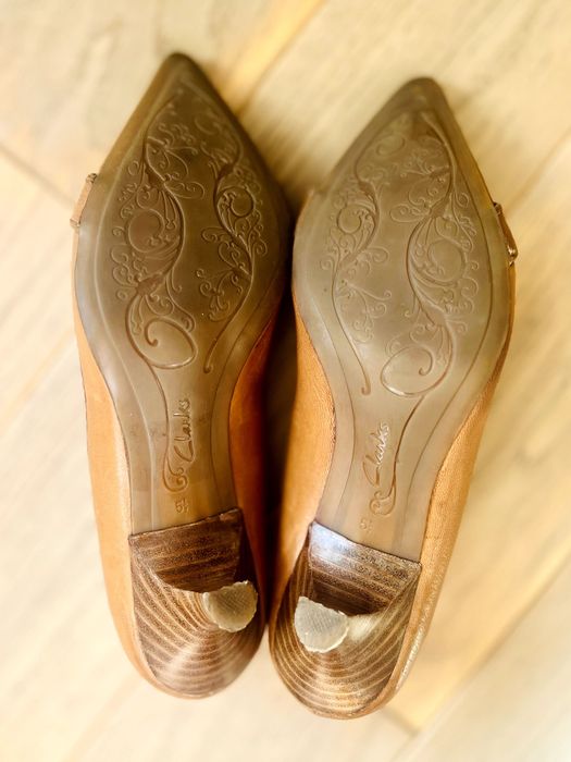 Кафяви кожени обувки Кларкс/ Brown Clarks Leather Court Shoes No 38.5