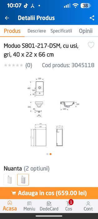 Set baie masca +lavoar ceramic Cersanit