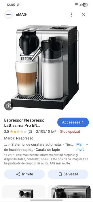 Espresso Nespresso lattissima pro pastile