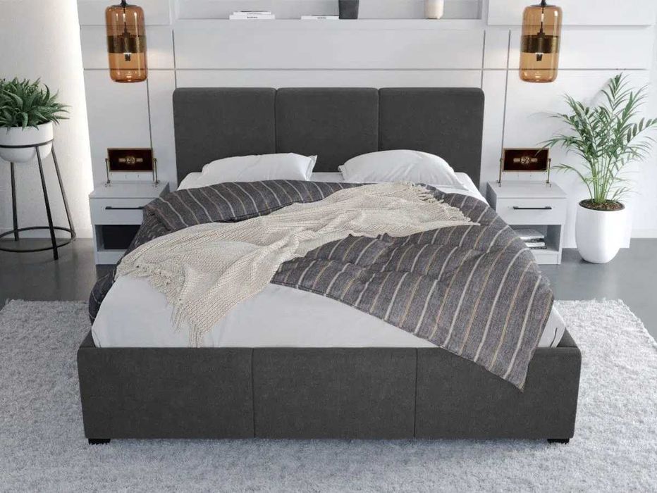 Pat Tapitat Avelis rabatabil si lada de depozitare Gri Antracit