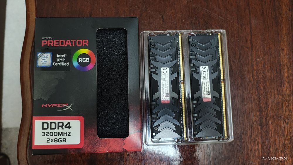 Memorie desktop HyperXFury Predator, 2x8GB DDR4, 3200MHz, CL16