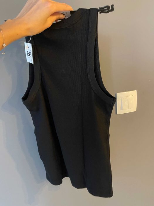 chanel шанел топ потник черен памучен тениска черна лятна летен