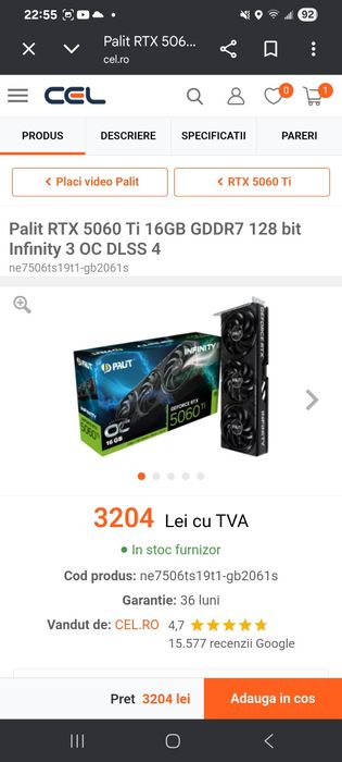 Rtx 5060 Ti OC 16 GB Palit