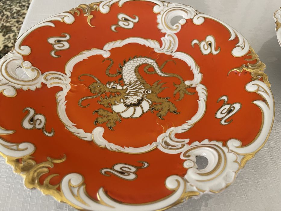 Антикварное большое блюдо Schaubach Kunst Германия, фарфор,