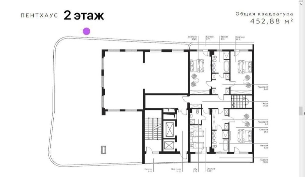 Элитный пентхаус в ЖК Infinity 8 комнат 455м²+217м² терраса коробка