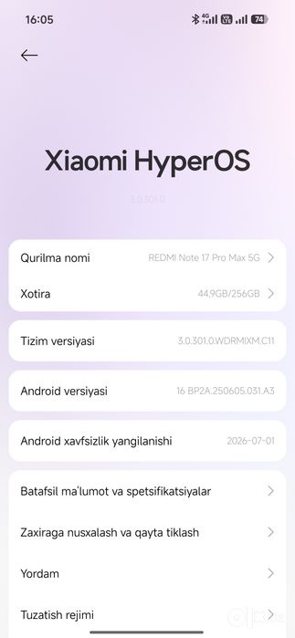 Redmi Bor 17 pro Max 5G 10 000 mah batareka sochni sotiladi