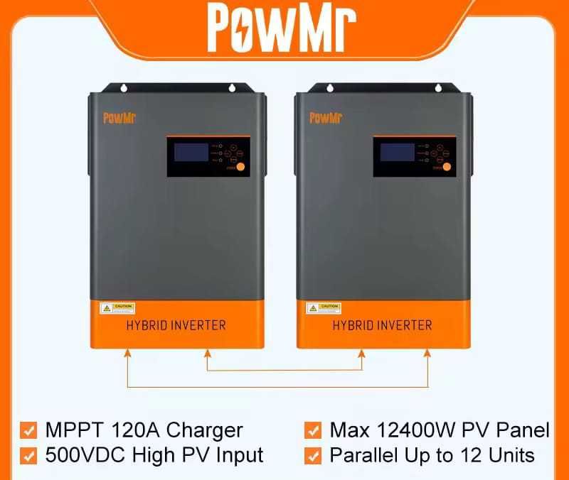 Хибриден слънчев инвертор 6.2KW 48V 220V паралелно до 12 единици