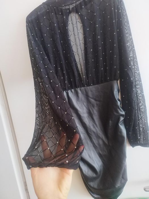 Нова рокля кожа с дантела С-М