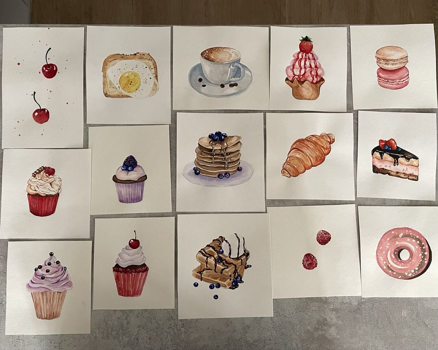 Акварельные иллюстрации для интерьера