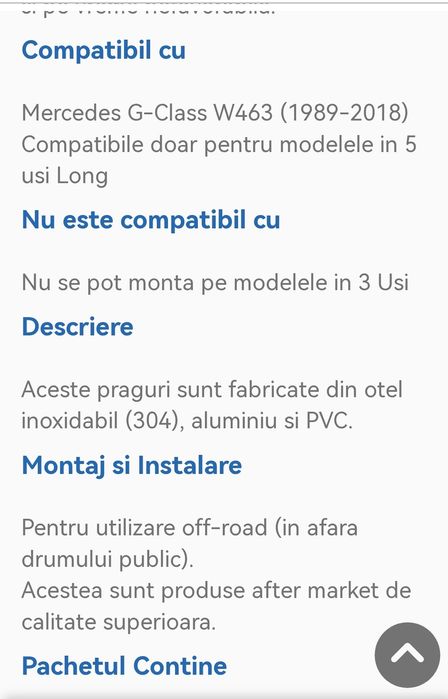 Praguri laterale Mercedes Benz W 463